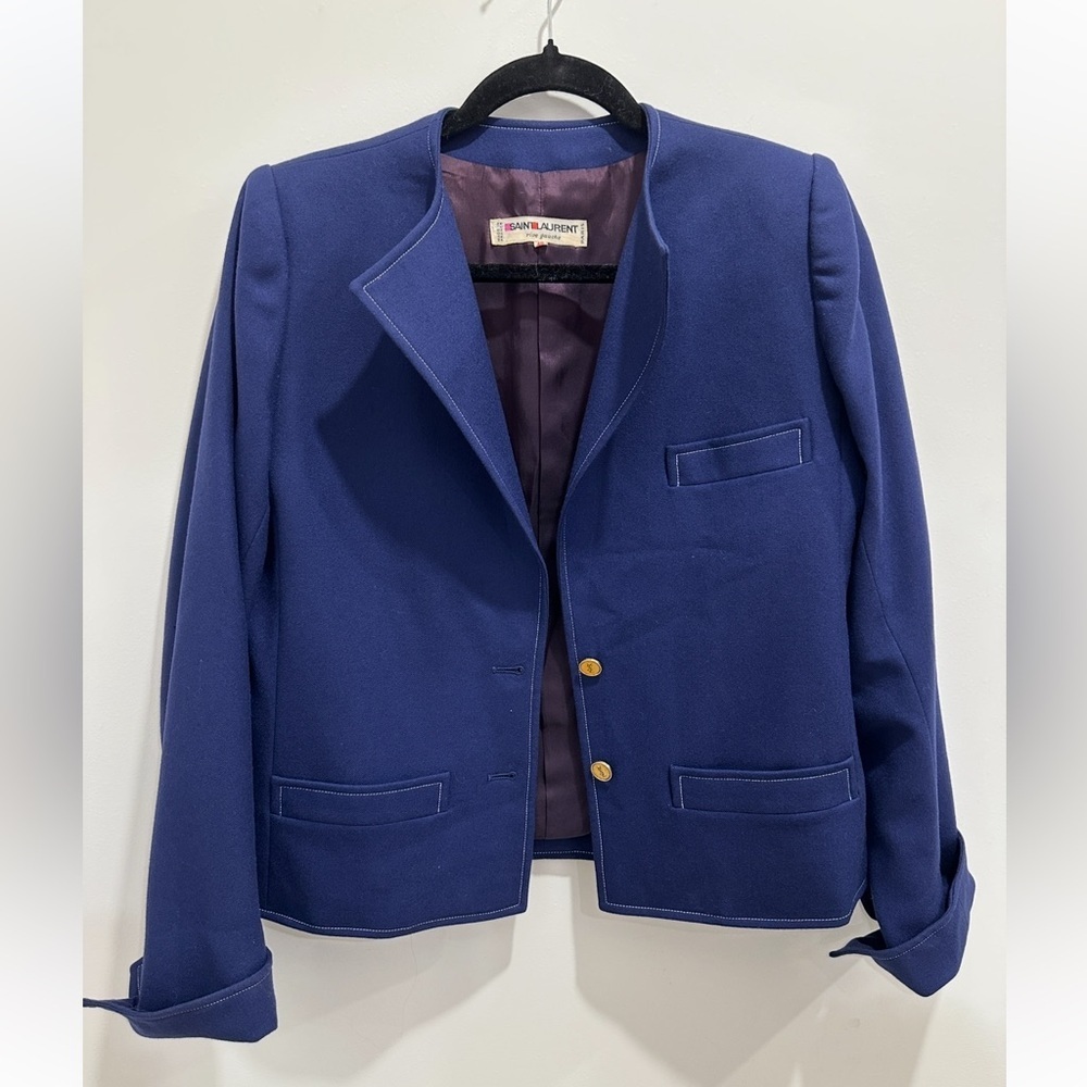 Saint Laurent vintage Elegant Blue Women's Blazer size 40 (small) - Picture 7 of 15